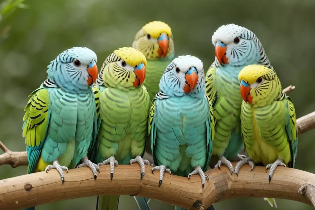 Group of Plain Parakeets