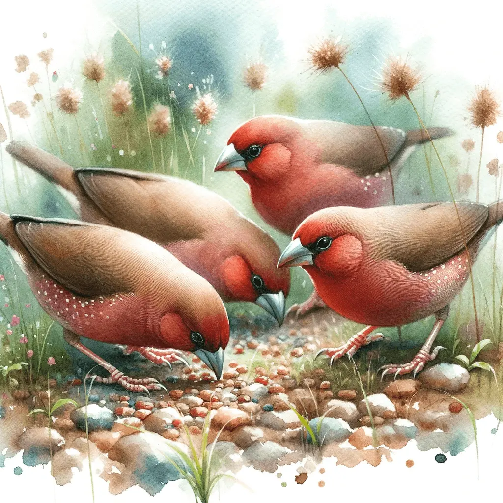 group of red avadavats